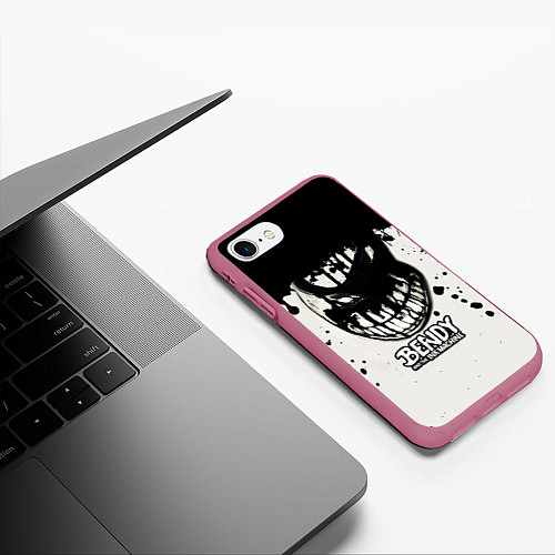 Чехол iPhone 7/8 матовый Bendy And The Ink Machine чернила / 3D-Малиновый – фото 3