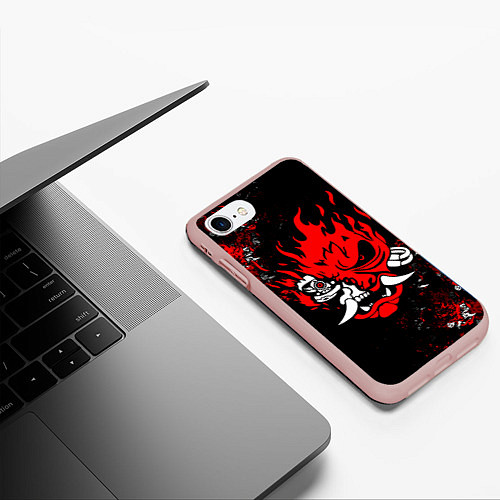 Чехол iPhone 7/8 матовый SAMURAI CYBERPUNK 2077 LOGO / 3D-Светло-розовый – фото 3