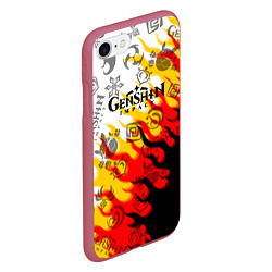 Чехол iPhone 7/8 матовый Genshin Impact - Fire, цвет: 3D-малиновый — фото 2