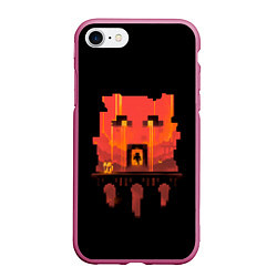 Чехол iPhone 7/8 матовый Minecrafts hell, цвет: 3D-малиновый