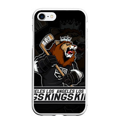 Чехол iPhone 7/8 матовый Лос Анджелес Кингз, Los Angeles Kings, цвет: 3D-белый