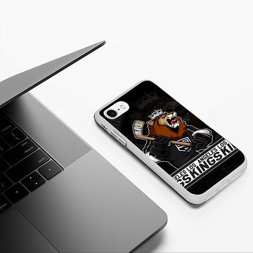 Чехол iPhone 7/8 матовый Лос Анджелес Кингз, Los Angeles Kings / 3D-Белый – фото 3