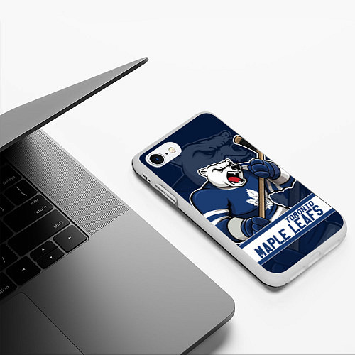 Чехол iPhone 7/8 матовый Торонто Мейпл Лифс, Toronto Maple Leafs Маскот / 3D-Белый – фото 3