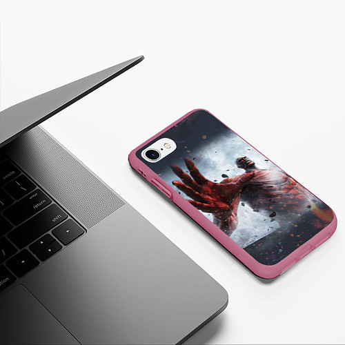 Чехол iPhone 7/8 матовый Titan Attack on Titan / 3D-Малиновый – фото 3