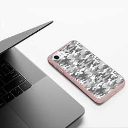 Чехол iPhone 7/8 матовый Серый Военный Камуфляж, цвет: 3D-светло-розовый — фото 2