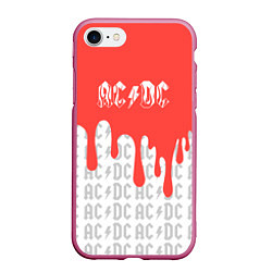 Чехол iPhone 7/8 матовый Ac dc : rock, цвет: 3D-малиновый