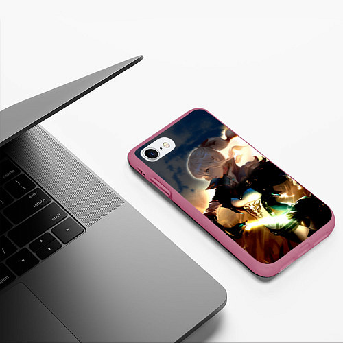 Чехол iPhone 7/8 матовый Genshin Impact Топ / 3D-Малиновый – фото 3