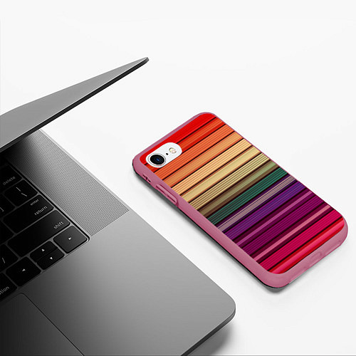 Чехол iPhone 7/8 матовый CUBER RAINBOW / 3D-Малиновый – фото 3