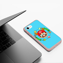 Чехол iPhone 7/8 матовый Марио с ушками, цвет: 3D-светло-розовый — фото 2