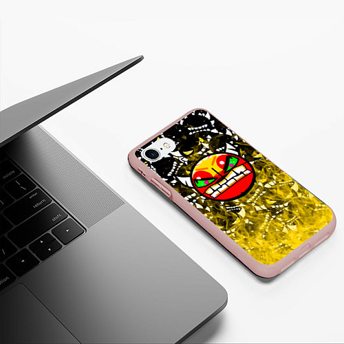 Чехол iPhone 7/8 матовый Geometry Dash demon / 3D-Светло-розовый – фото 3