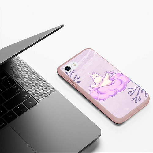 Чехол iPhone 7/8 матовый Муми-тролль и счастливое облако / 3D-Светло-розовый – фото 3