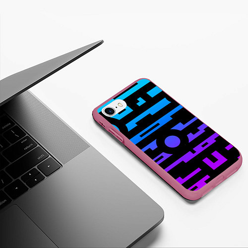 Чехол iPhone 7/8 матовый Неоновая геометрия Neon / 3D-Малиновый – фото 3