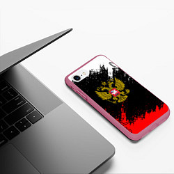 Чехол iPhone 7/8 матовый Russia Патриот Герб, цвет: 3D-малиновый — фото 2