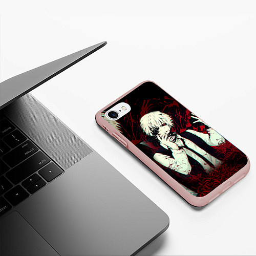 Чехол iPhone 7/8 матовый Токийский Гуль и Брызги Аниме Ghoul / 3D-Светло-розовый – фото 3