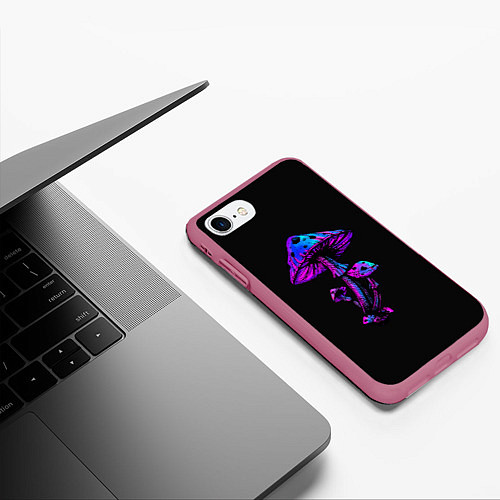 Чехол iPhone 7/8 матовый Неоновый гриб / 3D-Малиновый – фото 3