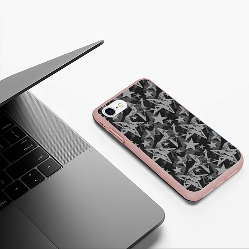 Чехол iPhone 7/8 матовый Gray Star / 3D-Светло-розовый – фото 3