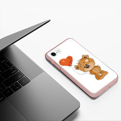Чехол iPhone 7/8 матовый Мишутка с шариком, цвет: 3D-светло-розовый — фото 2