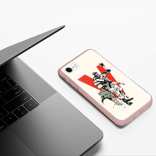 Чехол iPhone 7/8 матовый Биг Босс с волком / 3D-Светло-розовый – фото 3