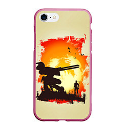 Чехол iPhone 7/8 матовый Снейк и Метал Гир, цвет: 3D-малиновый