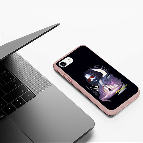 Чехол iPhone 7/8 матовый Cyberpunk 2077 Киану в игре / 3D-Светло-розовый – фото 3