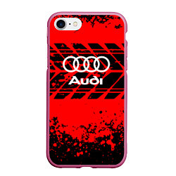 Чехол iPhone 7/8 матовый Audi шины, цвет: 3D-малиновый