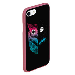 Чехол iPhone 7/8 матовый Ночная сова Градиент, цвет: 3D-малиновый — фото 2