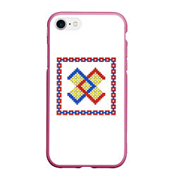 Чехол iPhone 7/8 матовый Славянский Обережный Символ Брачник, цвет: 3D-малиновый