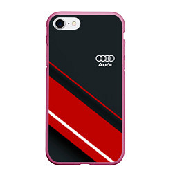 Чехол iPhone 7/8 матовый Audi sport red, цвет: 3D-малиновый