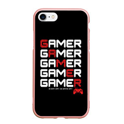 Чехол iPhone 7/8 матовый GAMER - GAMER - GAMER, цвет: 3D-светло-розовый