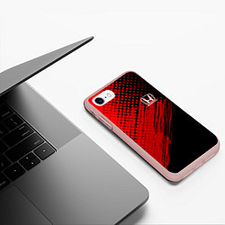 Чехол iPhone 7/8 матовый Honda - Red texture, цвет: 3D-светло-розовый — фото 2