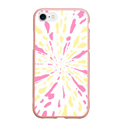 Чехол iPhone 7/8 матовый Розовый с желтым принт тай-дай, цвет: 3D-светло-розовый