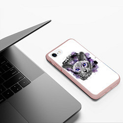 Чехол iPhone 7/8 матовый Глазастый кот из космоса, цвет: 3D-светло-розовый — фото 2