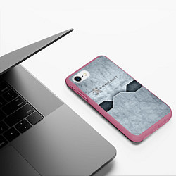 Чехол iPhone 7/8 матовый Peugeot металл, цвет: 3D-малиновый — фото 2