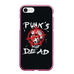 Чехол iPhone 7/8 матовый Punks Not Dead Анархия, цвет: 3D-малиновый