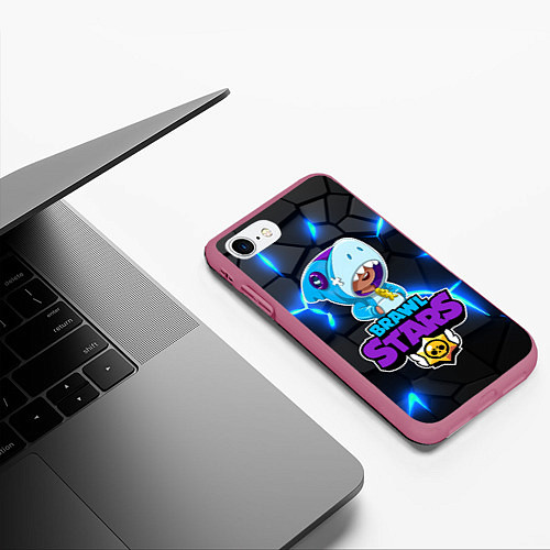 Чехол iPhone 7/8 матовый ЛЕОН из БРАВО СТАРС Brawl Stars / 3D-Малиновый – фото 3