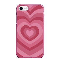 Чехол iPhone 7/8 матовый Сердца LOVE, цвет: 3D-малиновый