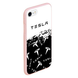 Чехол iPhone 7/8 матовый Tesla - Black & White, цвет: 3D-светло-розовый — фото 2