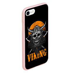 Чехол iPhone 7/8 матовый ЧЕРЕП ВИКИНГА VIKINGS SKULL, цвет: 3D-светло-розовый — фото 2