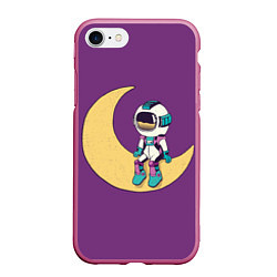 Чехол iPhone 7/8 матовый Astronaut on the moon - сидит, цвет: 3D-малиновый