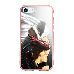 Чехол iPhone 7/8 матовый One Punch Man - Сайтама, цвет: 3D-светло-розовый