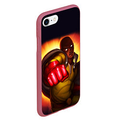 Чехол iPhone 7/8 матовый Ванпанчмен Сайтама - One Punch Man, цвет: 3D-малиновый — фото 2