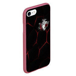 Чехол iPhone 7/8 матовый Настоящее сердце в цветах, цвет: 3D-малиновый — фото 2