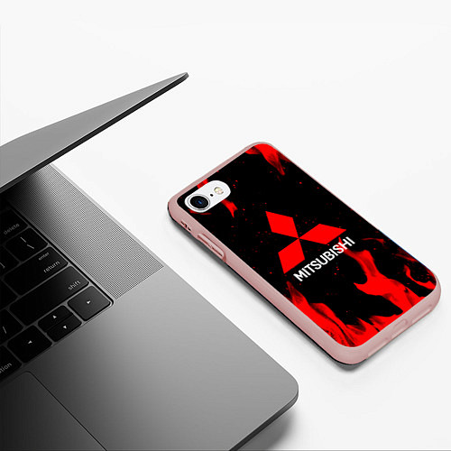 Чехол iPhone 7/8 матовый Mitsubishi Red Fire / 3D-Светло-розовый – фото 3