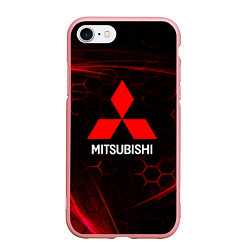 Чехол iPhone 7/8 матовый Mitsubishi красные соты, цвет: 3D-баблгам