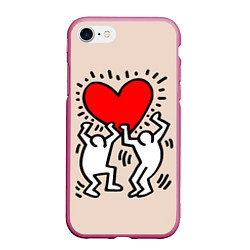 Чехол iPhone 7/8 матовый Светлое сердце, цвет: 3D-малиновый