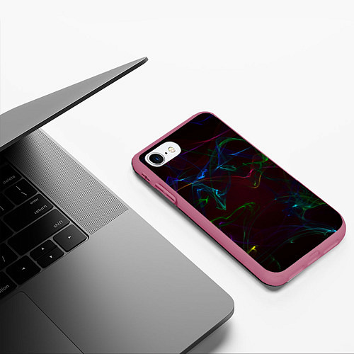 Чехол iPhone 7/8 матовый CURVE NEON ABSTRACTION / 3D-Малиновый – фото 3