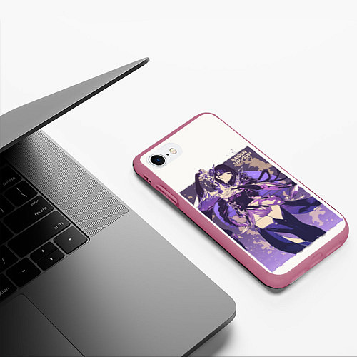 Чехол iPhone 7/8 матовый Raiden Genshin Impact / 3D-Малиновый – фото 3