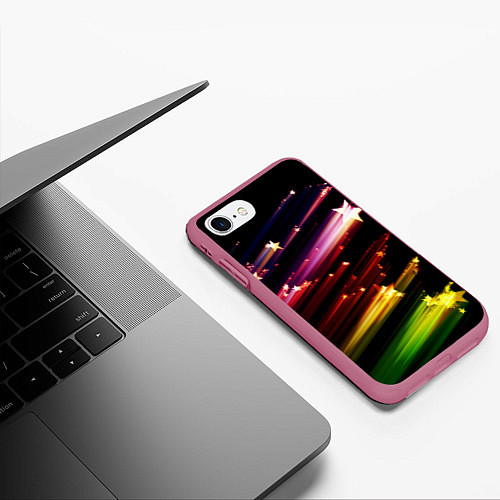 Чехол iPhone 7/8 матовый Полет звезды / 3D-Малиновый – фото 3
