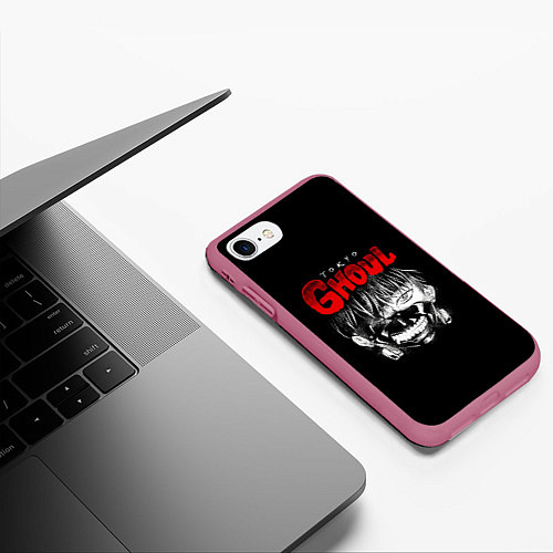 Чехол iPhone 7/8 матовый Kaneki Ken art / 3D-Малиновый – фото 3