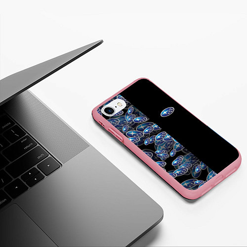 Чехол iPhone 7/8 матовый SUBARU HALF PATTERN LOGO / 3D-Баблгам – фото 3